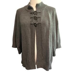 Cato Sweater Women's XL Gray Knit Short Sleeve Cardigan Button Ribbed Crop Shrug
